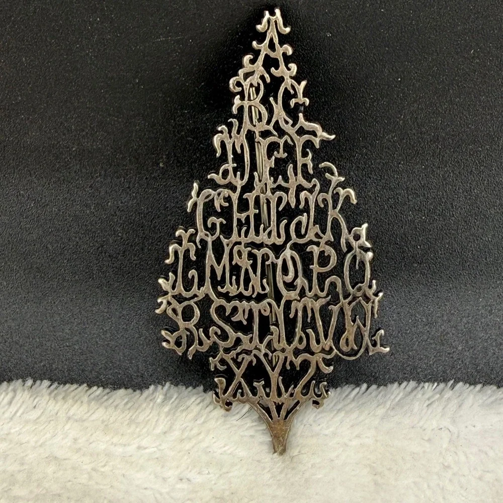 Vintage Shelburne Museum Brooch Sterling Silver C&C Alphabet Tree Brooch Gothic